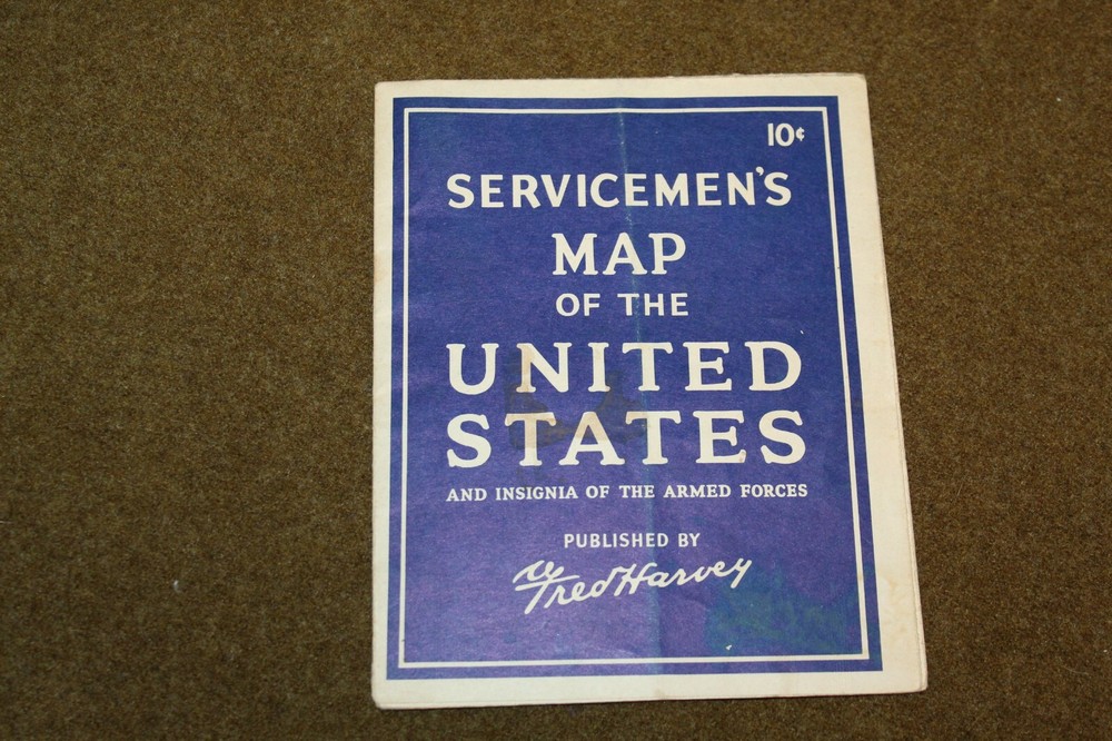 Original WW2 U.S. Homefront Fold Out "Servicemen's Map of the United States"