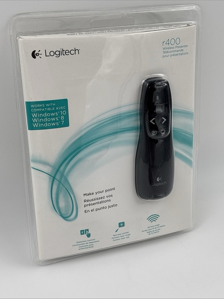 NEW SEALED Logitech R400 Wireless Presenter Red Laser Pointer Clicker Windows PC