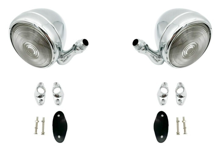 Pair Chrome Teardrop Dummy Outside Mounted Spot Lights