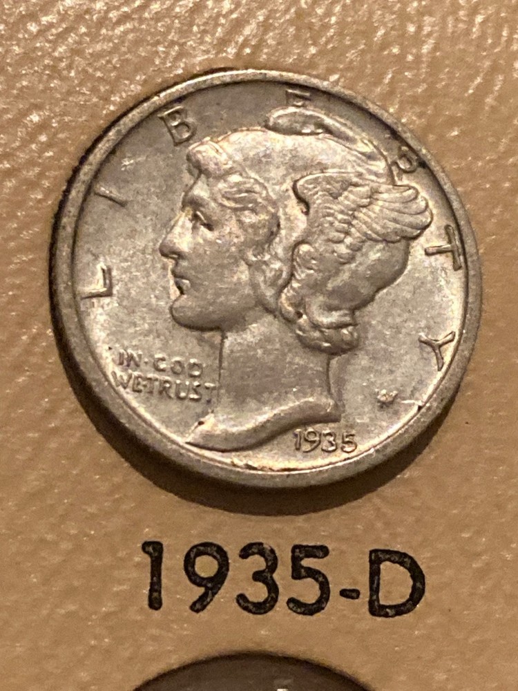 1935 D Mercury Dime ABOUT UNCIRCULATED