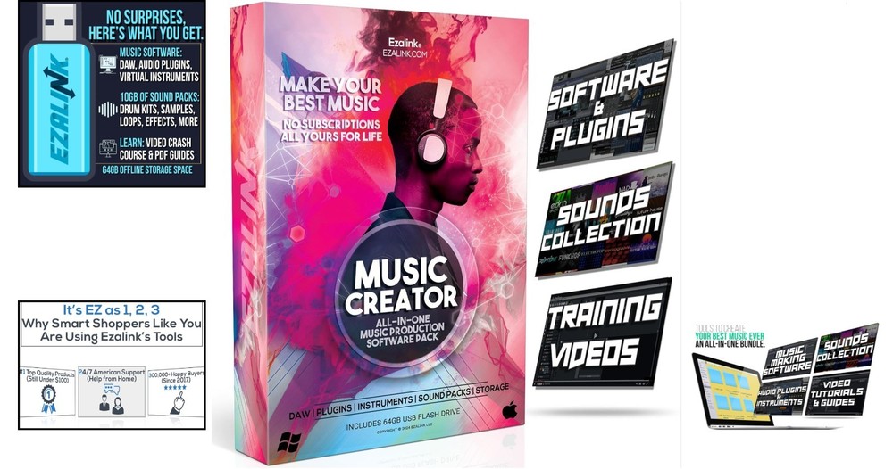 Beginner-Friendly DAW Software & VST Plugins Bundle with Extensive Sound Packs