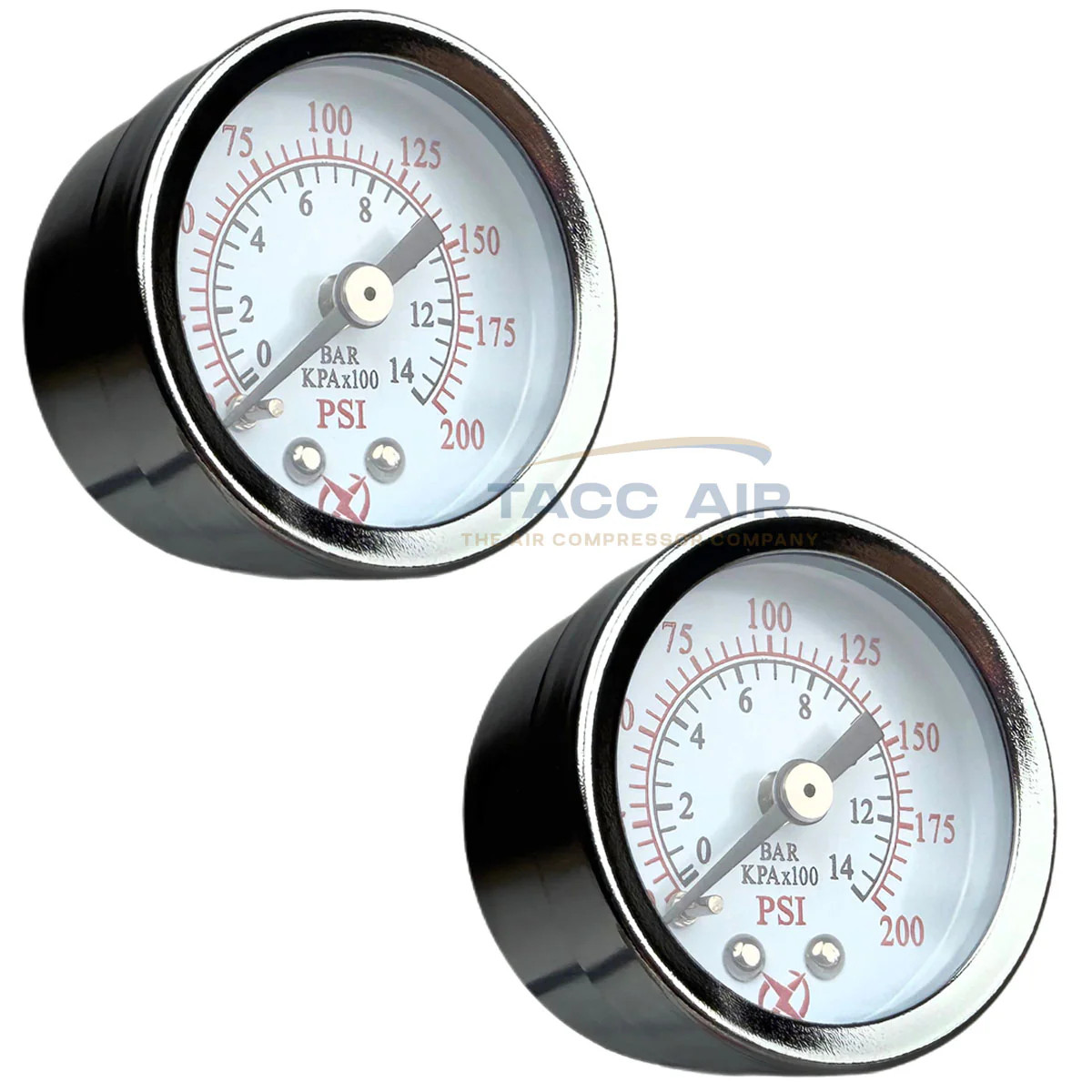 2 Pack 200 PSI Pressure Gauge Back Mount 1/8" NPT 1.5" Face Air, Water, Oil, Gas