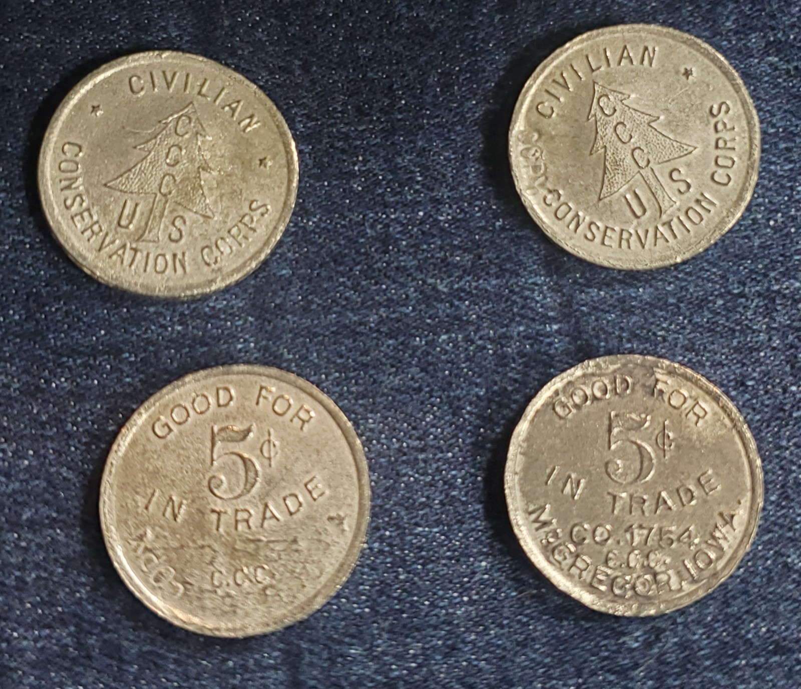 C.C.C., Civilian Conservation Corps Canteen token