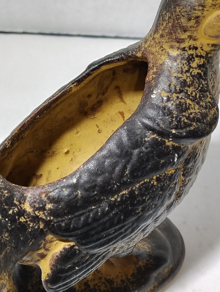 Ceramic Bird Planter Brown And Yellow
