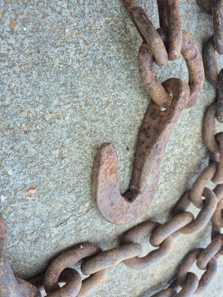 Hand Forged Hook & Chain Primitive Blacksmith Made 8ft+ long!