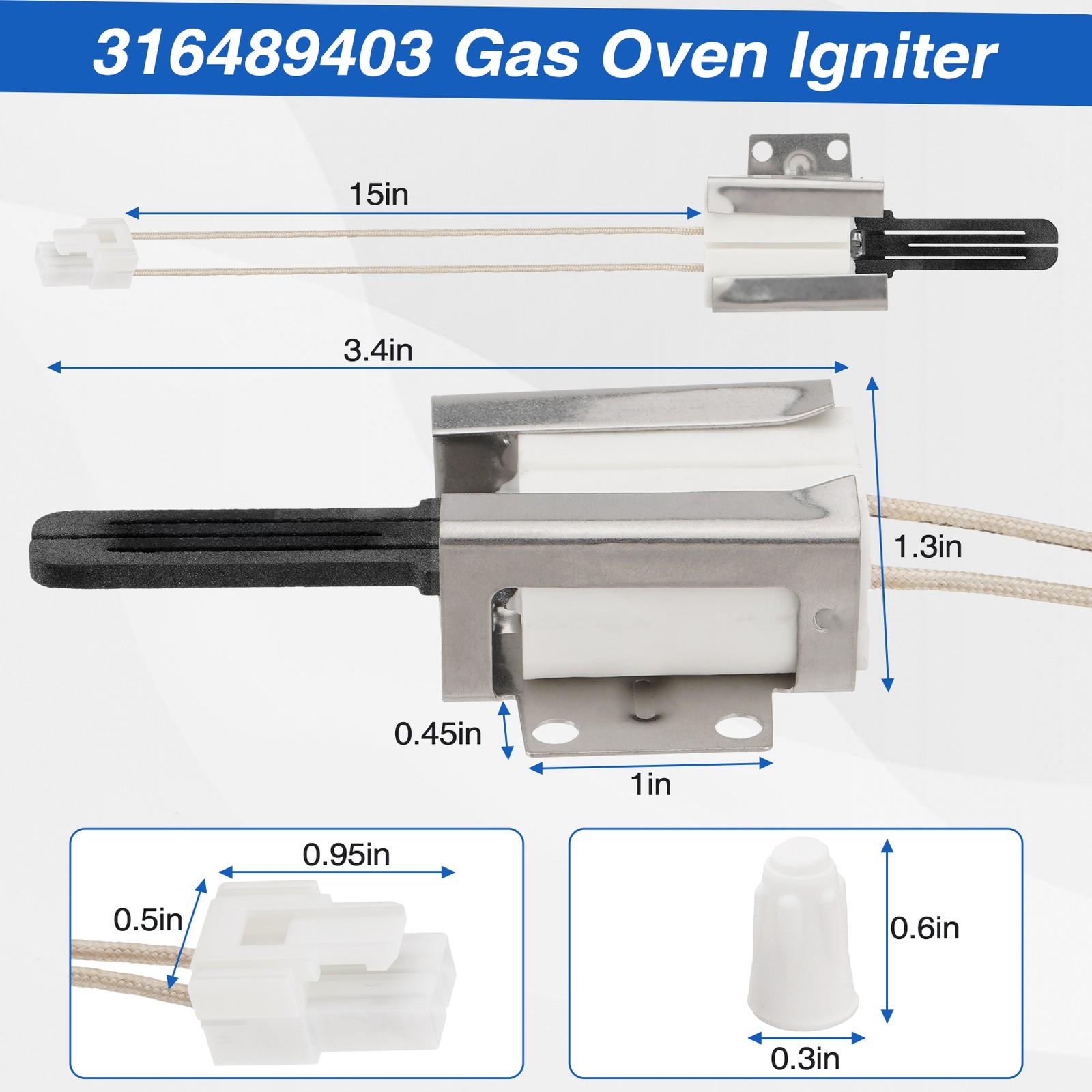 Exact Replacement Range Oven Gas Igniter 316489403 for Electrolux Frigidaire New