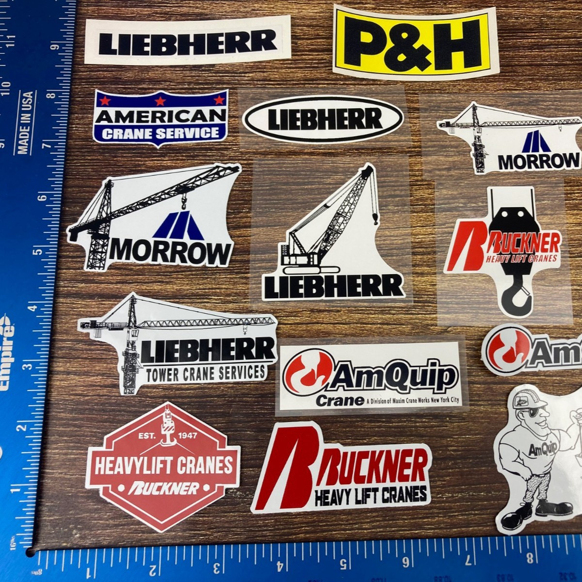 Hardhat Stickers Liebherr Morrow P&H BUCKNER AmQuip AMERICAN Tower Crane Laborer