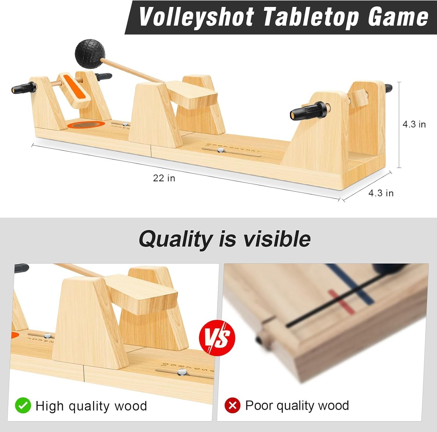 VolleyShot, Suitable for All Ages Volleyshot Tabletop Game, Entertaining Wooden