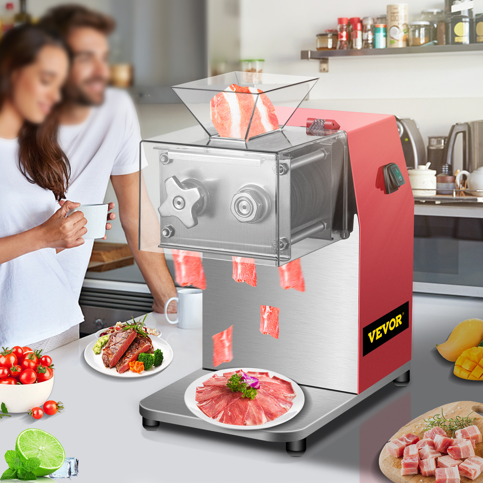 VEVOR Commercial Meat Cutter Slicer Meat Shredding Machine 551 Lbs/H 850W 3.5mm