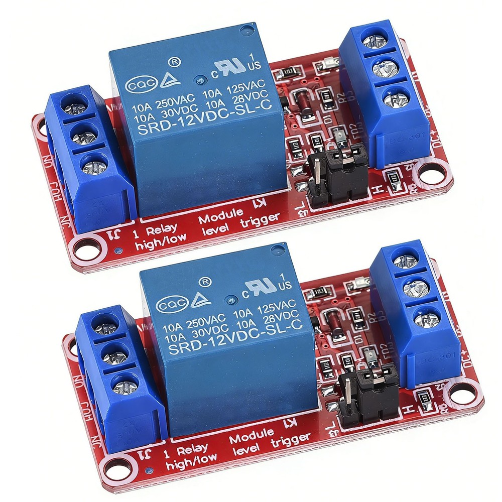 Relay Module 1 Channel 12V High Low Level Trigger Module Red Relay Module 2 Pack
