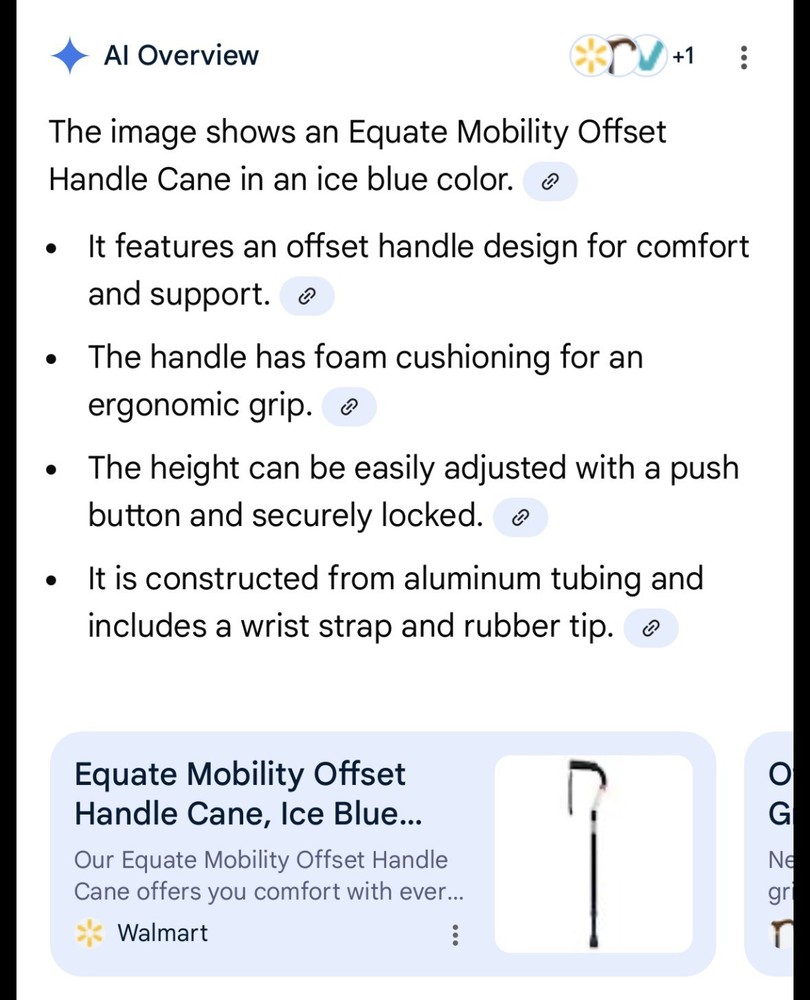 Adjustable Ice Blue Aluminum Offset Walking Cane