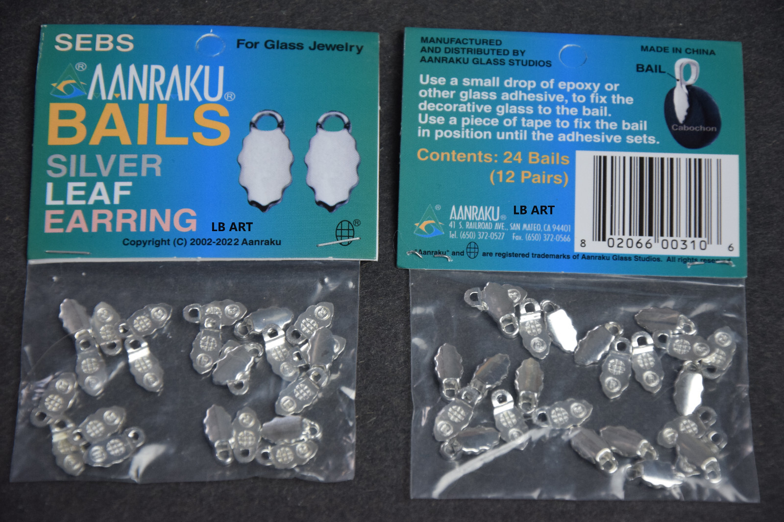 New Sealed 24 pack AANRAKU Silver Plated Leaf Earring Bails