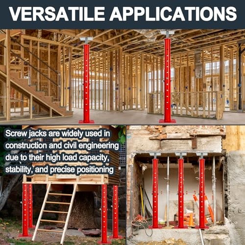 House Floor Jack, 17"-35" Adjustable Support Beam Basement Jack Post 2 Pack Red
