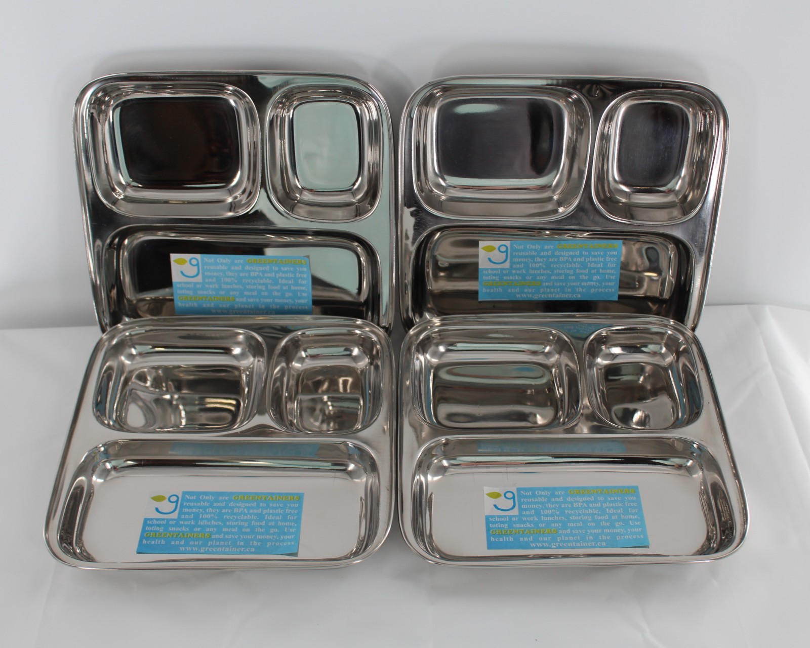 Green Container Stainless Camping Plates Set of 4 Square