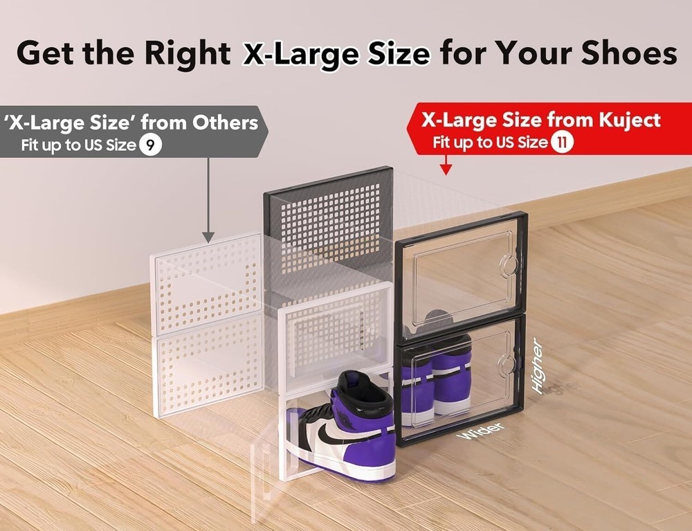 Shoe Storage Boxes Closet Organizers Clear Plastic Stackable Entryway 12 Pack US