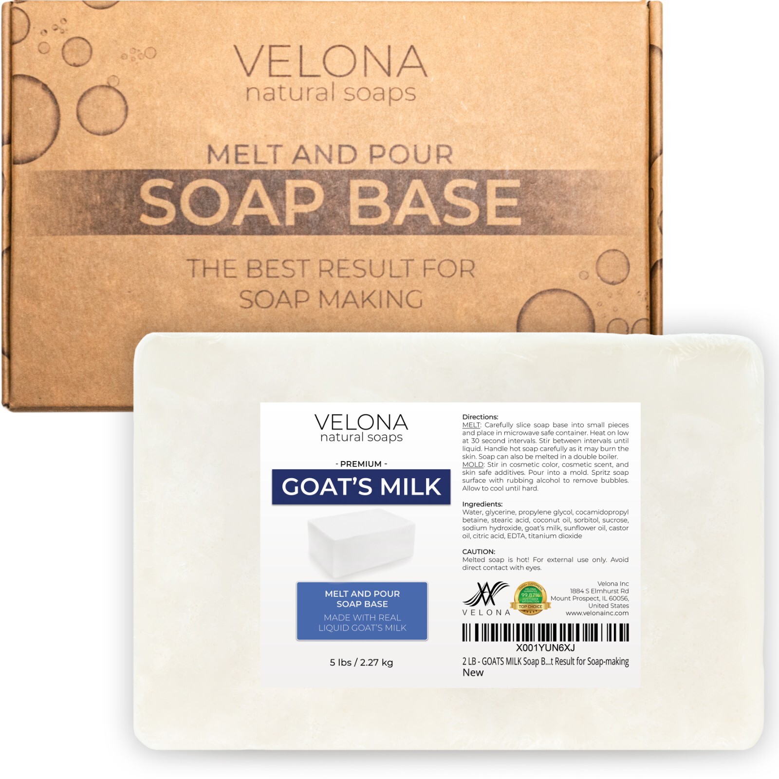 5 LB - GOATS MILK Soap Base by Velona | SLS/SLES free | Melt and Pour