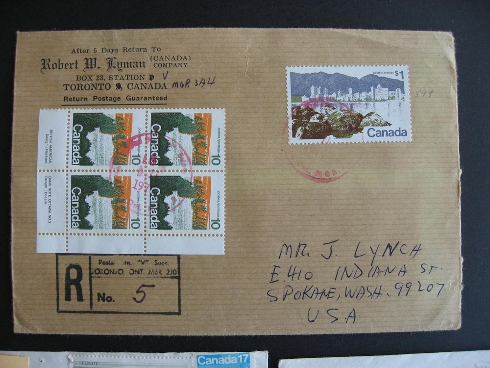 Canada 5 old registered covers