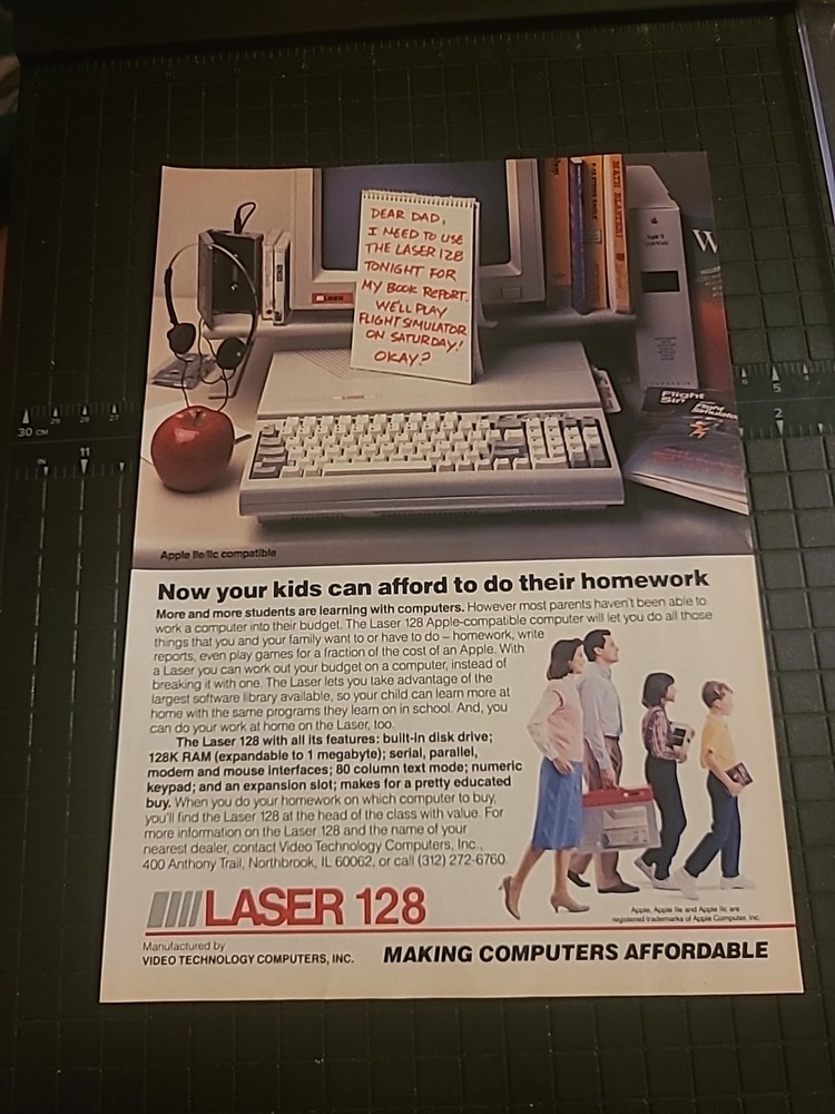 Laser 128 Computer Print Ad 1988 8X11
