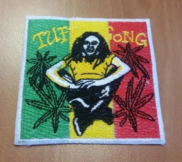 BOB MARLEY PATCH WHITE & BLACK RED YELLOW GREEN
