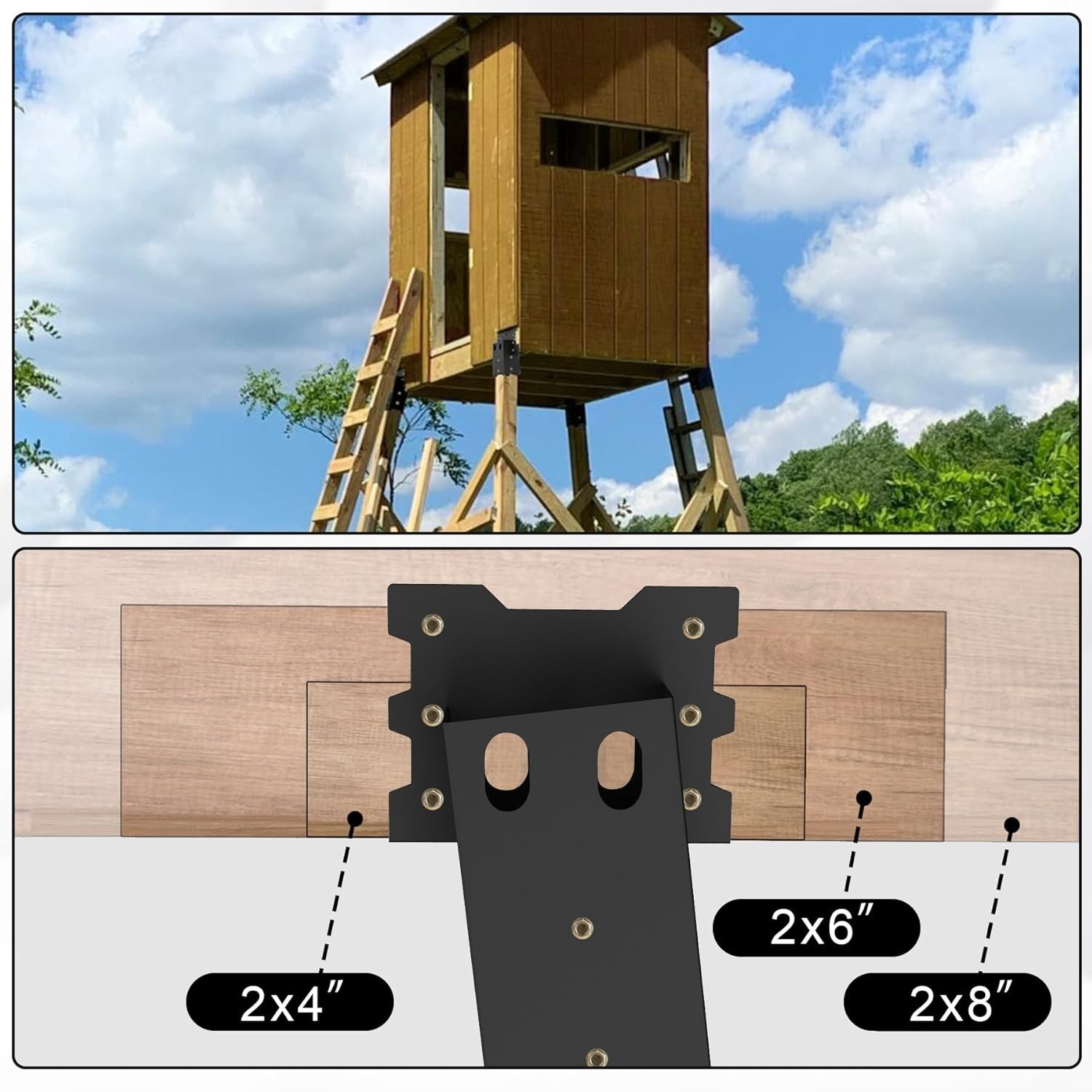 8 PACK Deer Blind Brackets, Outdoor 4 x 4 Platform Bracket, 14 Gauge Steel