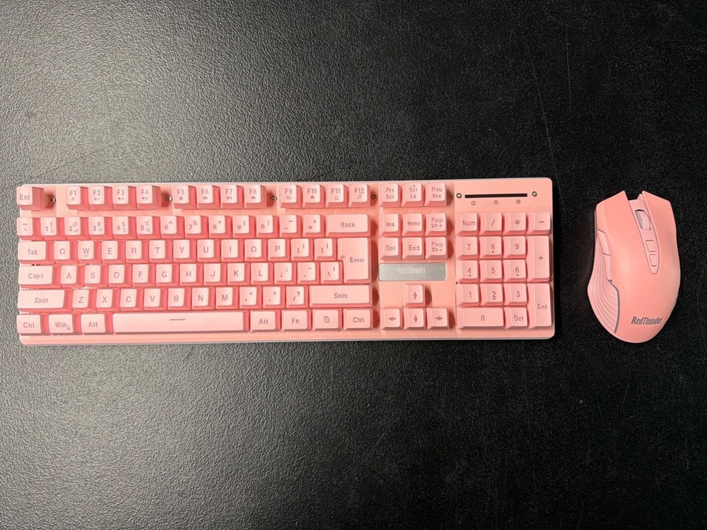 RedThunder Wireless Pink Keyboard & Mouse Combo With USB Cable