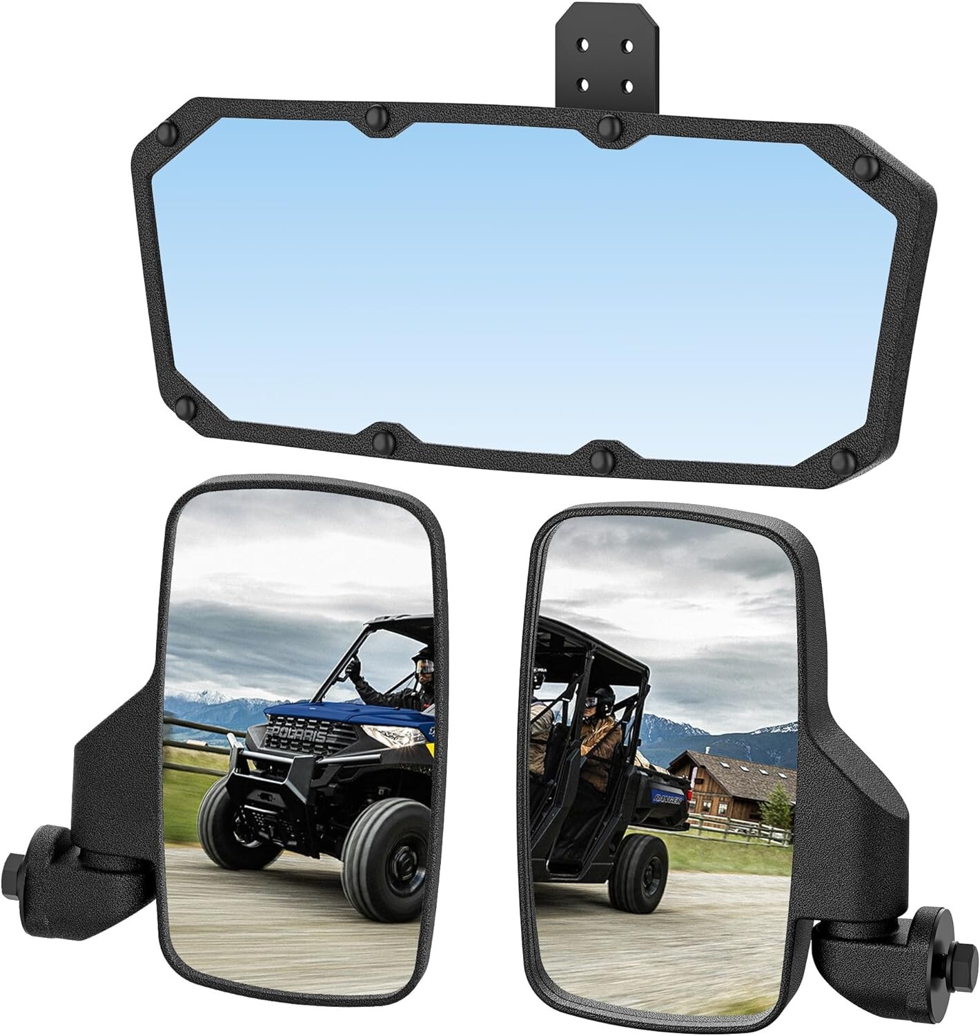 UTV Side Mirrors & Center Mirror For 2017-2025 Polaris Ranger 500 570 /900 /1000
