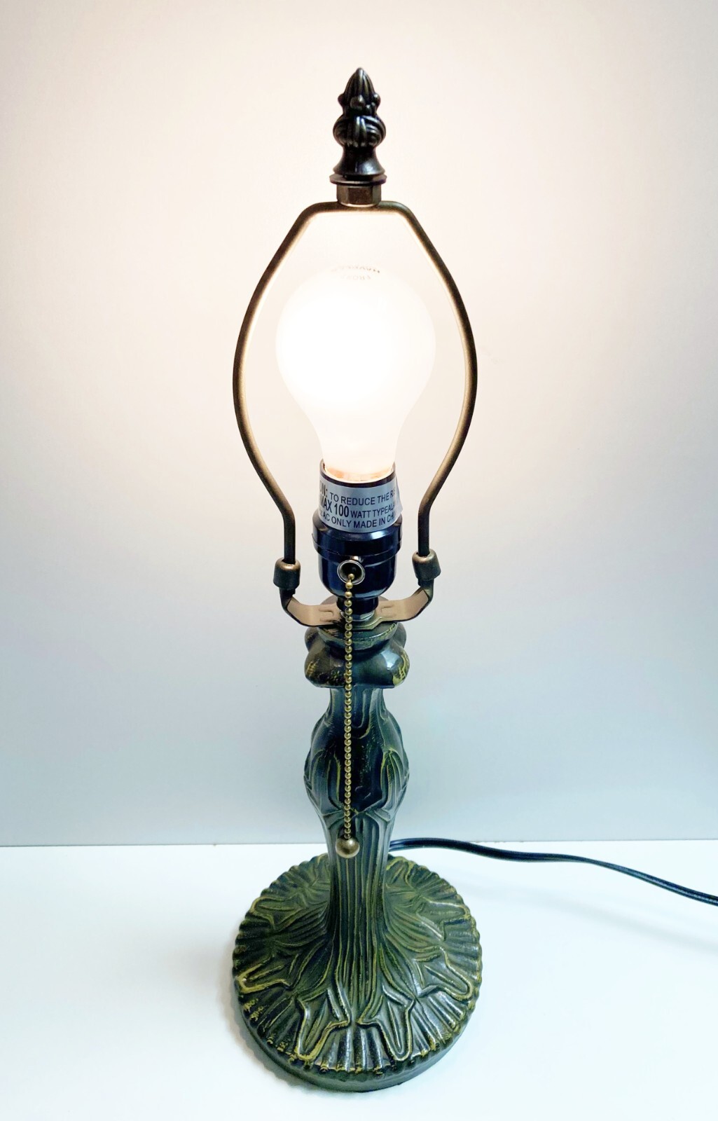 Tiffany Lamp Base-TRADITIONAL Antique Style-Base Only, 1-Light Pull Chain-Bz-16"