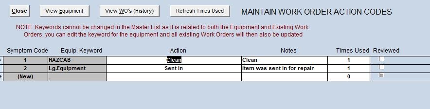 ZUD, MS Access CMMS app for Maintaining Equip, Inventory ,PM/Repair Work Orders