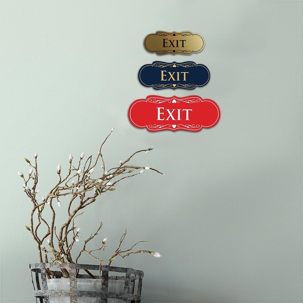 Designer EXIT Sign - Silver - Small (1 Pack) 2" x 5" - Small (1 Pack)