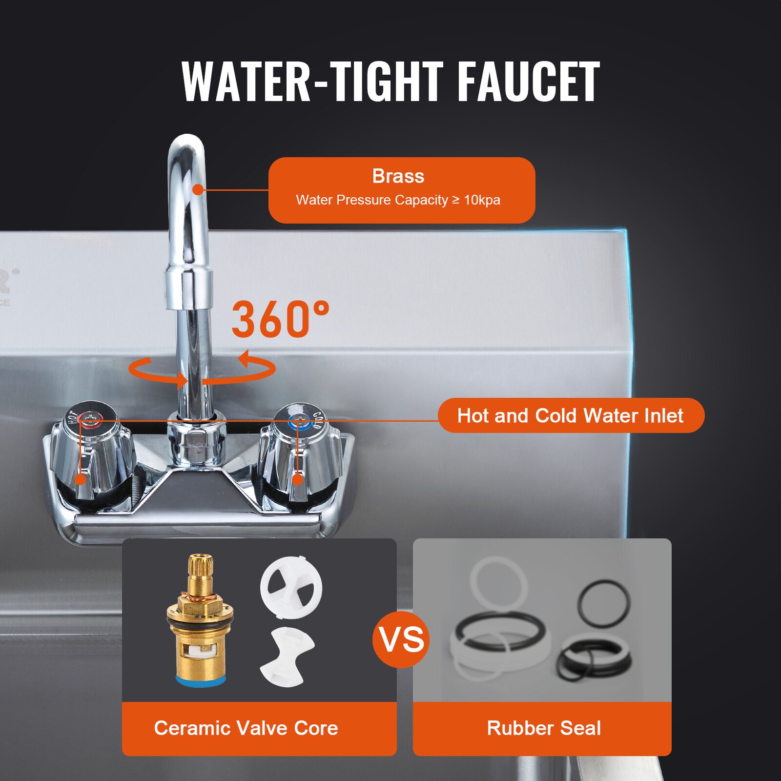 VEVOR Wall Mount NSF Hand Wash Sink Commercial Utility Sink Stainless Steel