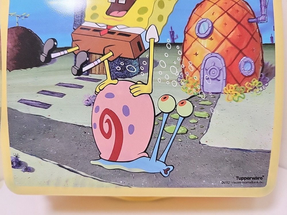 2007 Spongebob Squarepants Tupperware Sandwich Snack Container Box EUC