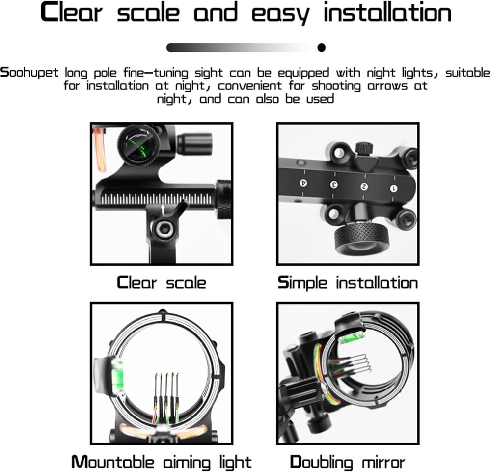 Archery Bow Sight with Aiming Lamp and Micro-Click Adjustments