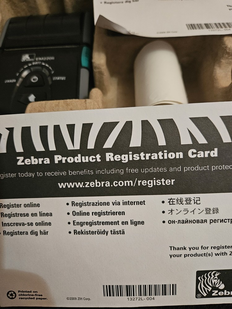 Zebra EM220II Bluetooth Mobile Thermal Receipt Printer Complete Kit Open Box