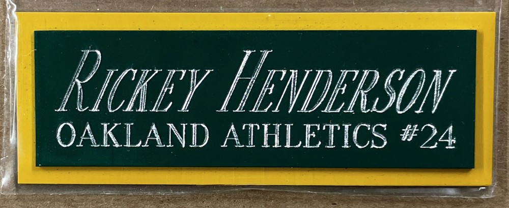 RICKEY HENDERSON A's NAMEPLATE FOR AUTOGRAPHED Signed Baseball Display CUBE CASE