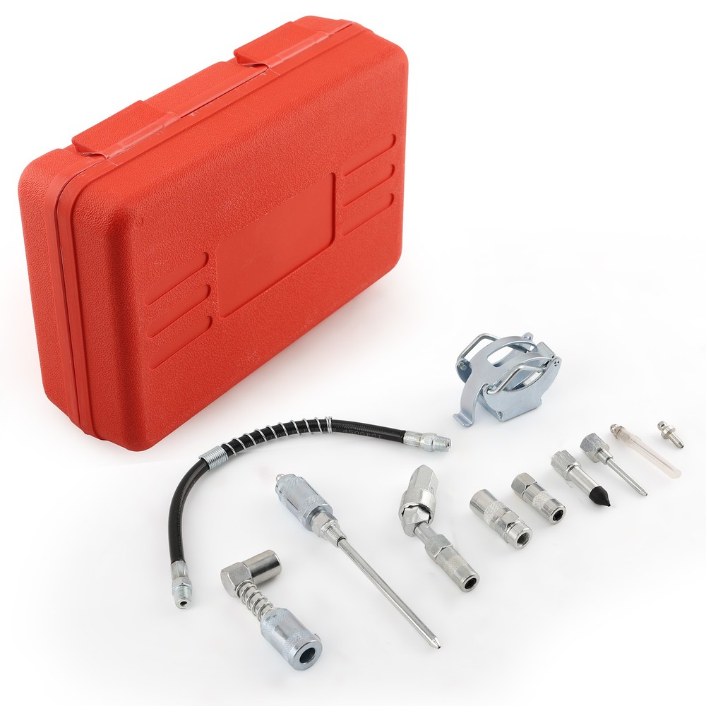 11PC Universal Grease Gun Set 3000PSI with Multiple Adapters and Storage Case