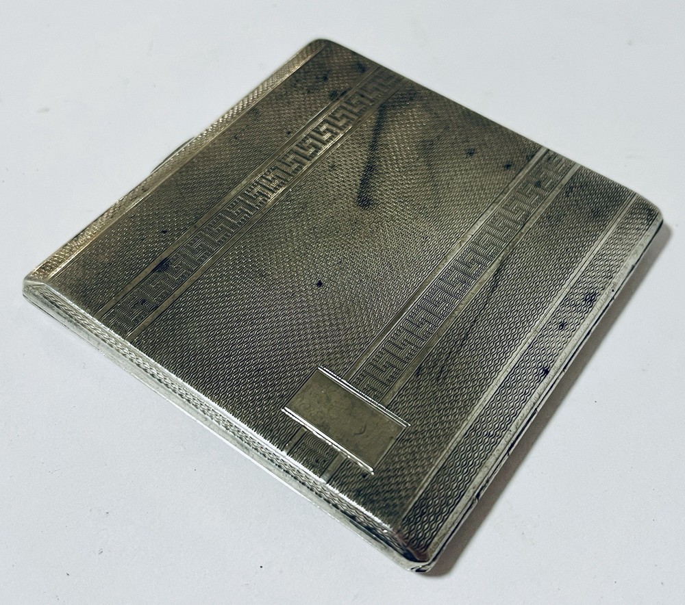 Antique Art Deco Solid Sterling Silver Cigarette Case 1932