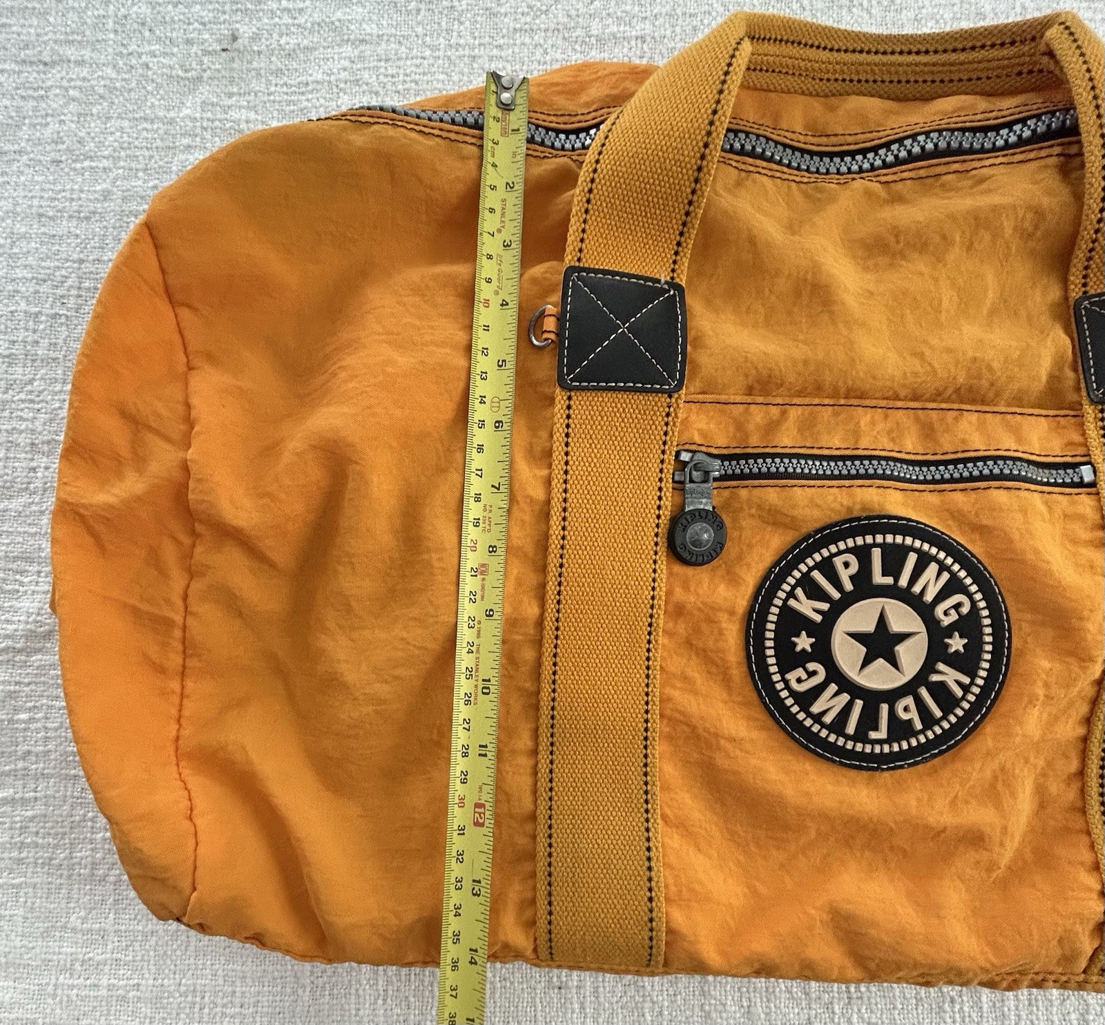 Classic Kipling Large nylon duffle bag Yellow 14” X 24” No Shoulder Strap