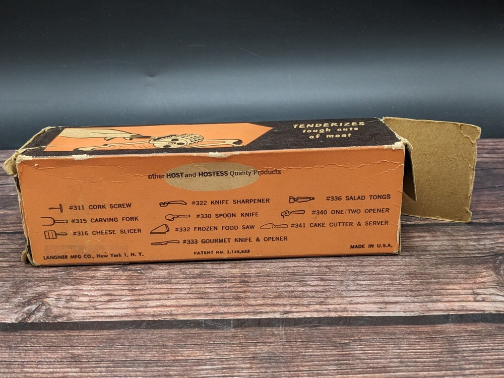 Hostess Meat Tenderizer Bakelite Handle Original Box Stainless Kitchen Gadget