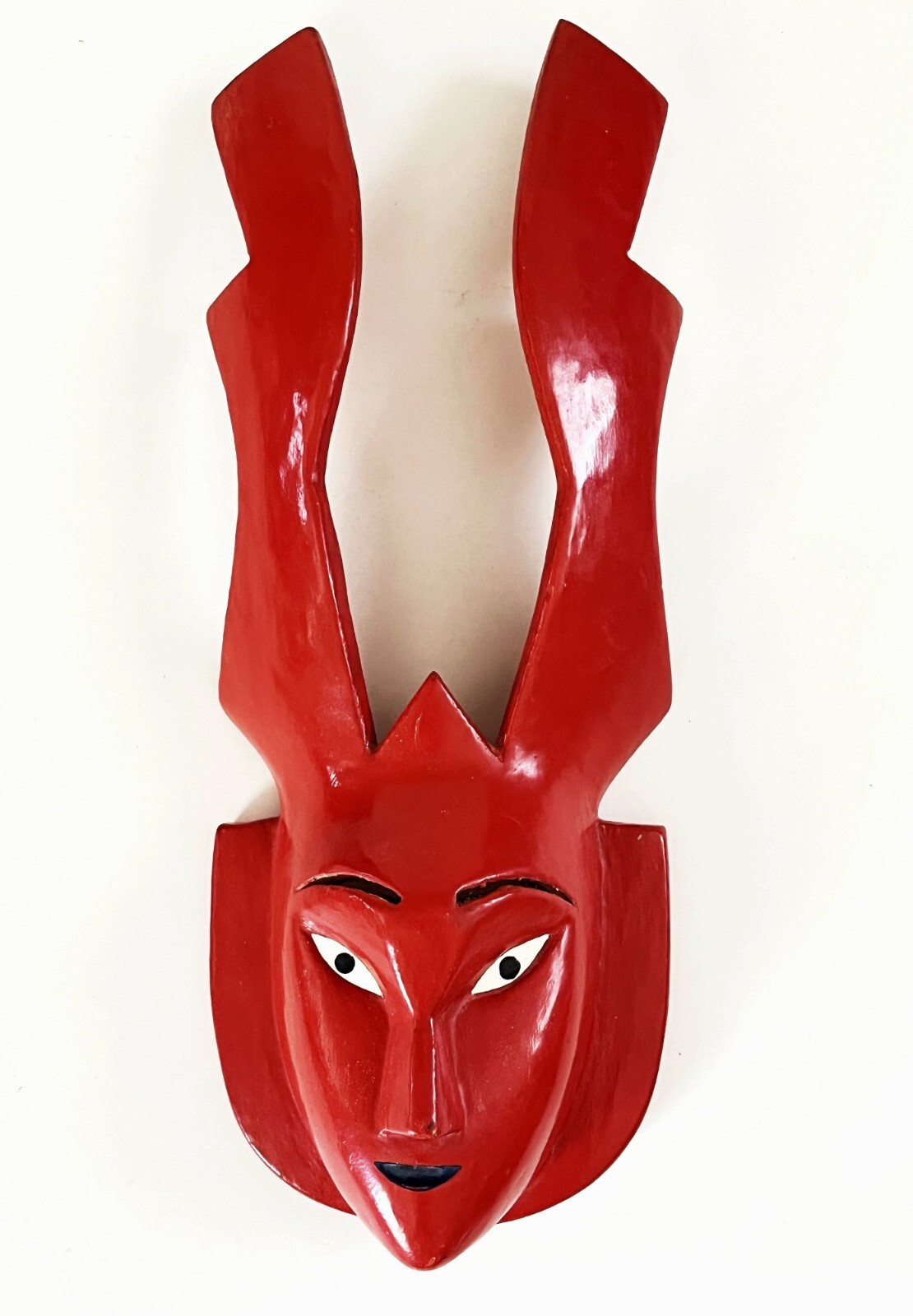 VICTORIANO SALGADO MEXICAN MICHOACAN URUAPAN WOOD MAQUE LACQUER RED COCUCHA MASK