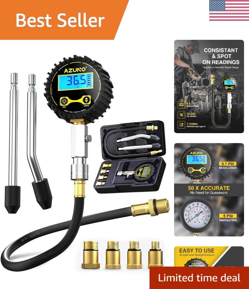 Precision Digital Compression Tester Kit - 200 PSI Engine Compression Solutions