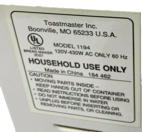 Kneading Paddle for Toastmaster Bread Box Maker Model 1194 only (S18-440)