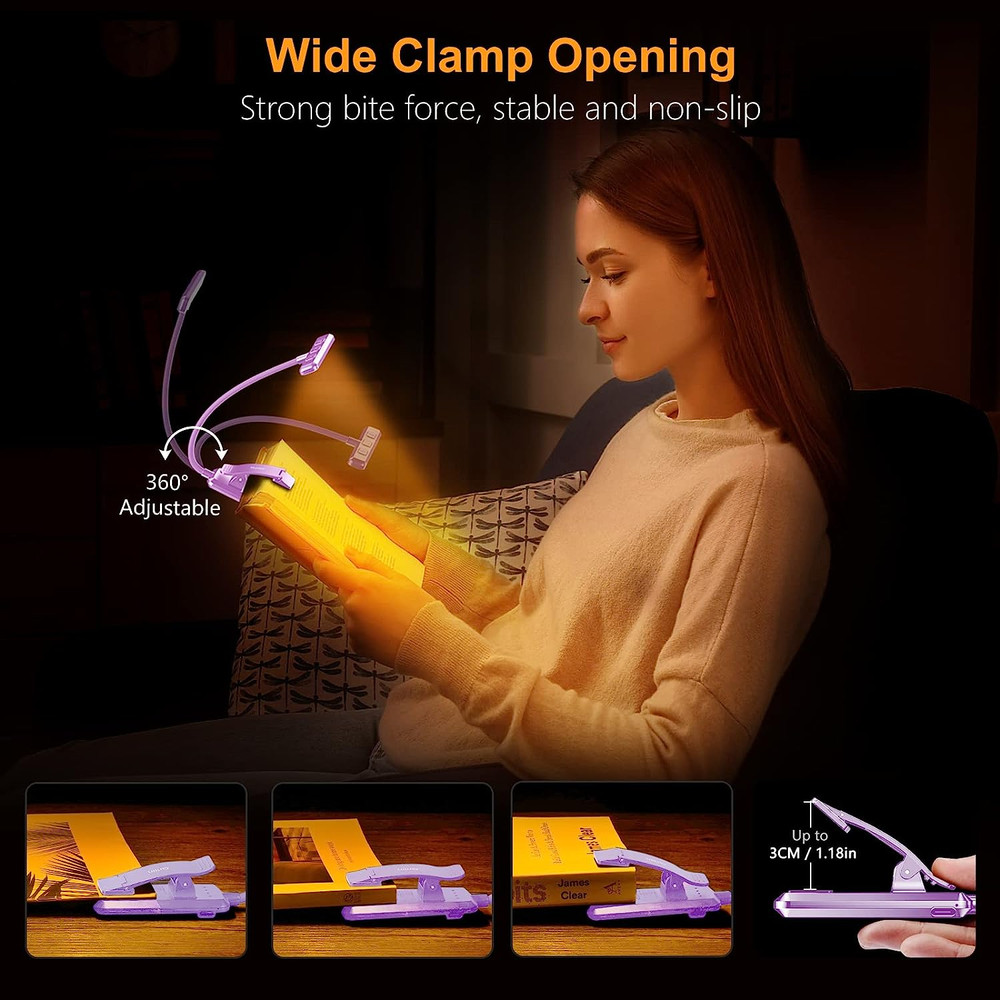 19 LED Rechargeable Book Light for Reading in Bed with Memory Function- Eye Cari