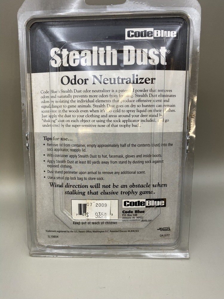 CODE Blue Stealth Dust Odor Neutralizer From Code Blue 4 oz New Old Stock
