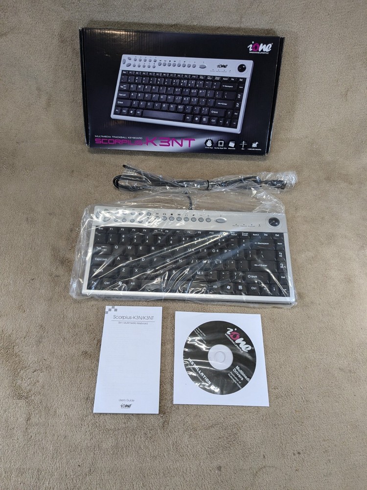 iONE SCORPIUS-K3NT Multimedia Trackball Keyboard Wired USB Interface K3NT-U