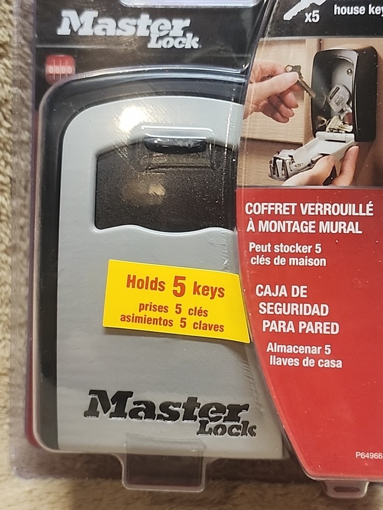 Master Lock Wall Mount Lock Box Combination Dials Holds 5 Keys 5401D