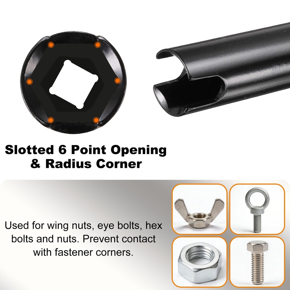 3pcs 6-Point Slotted Deep Impact Socket 1/2" Drive 24mm Socket 7.6" Long