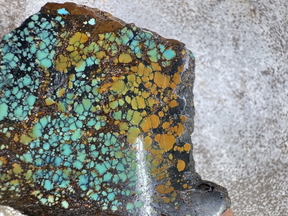 Hubei turquoise stabilized great multi color polychrome solid spiderweb nugget