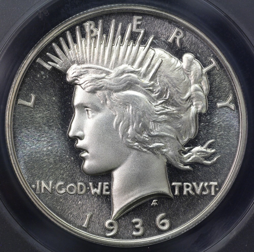 1936 Peace Dollar Proof Daniel Carr Moonlight Mint Overstrike US Silver Coin