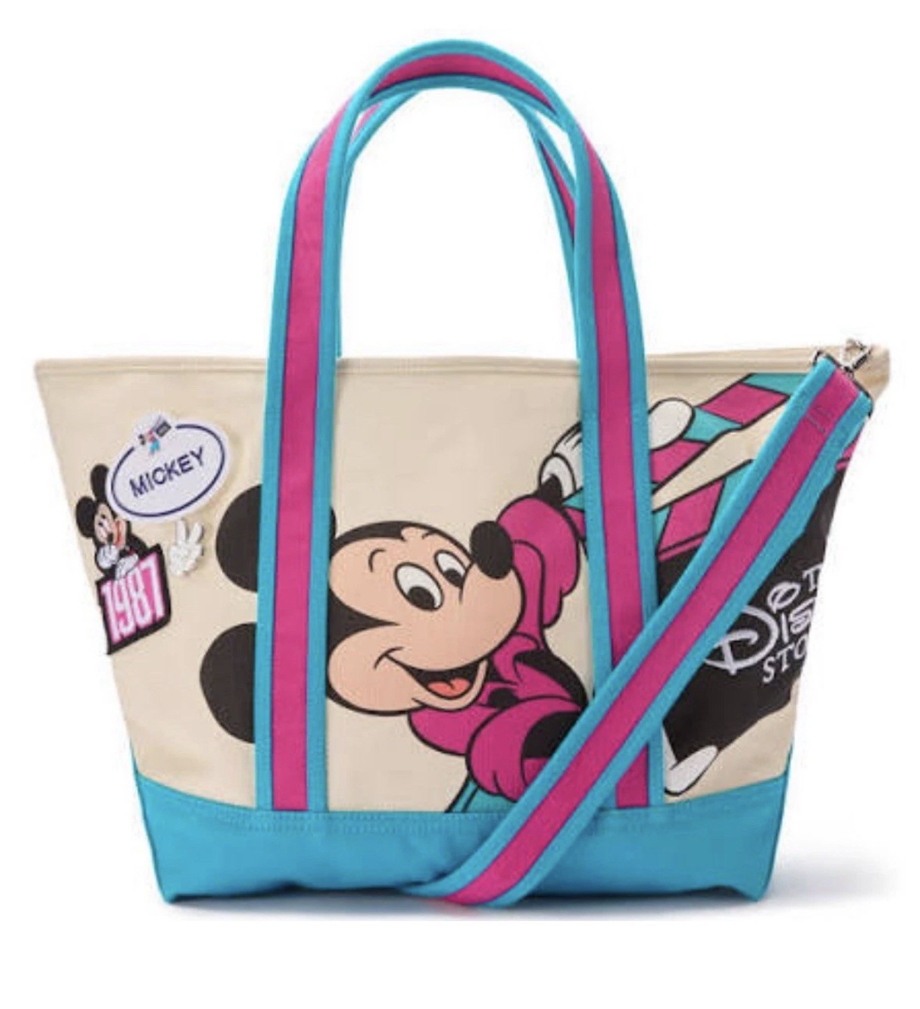 Exclusive Mickey Mouse Disney Store Est. 1987 Canvas Tote Large NEW pink blue