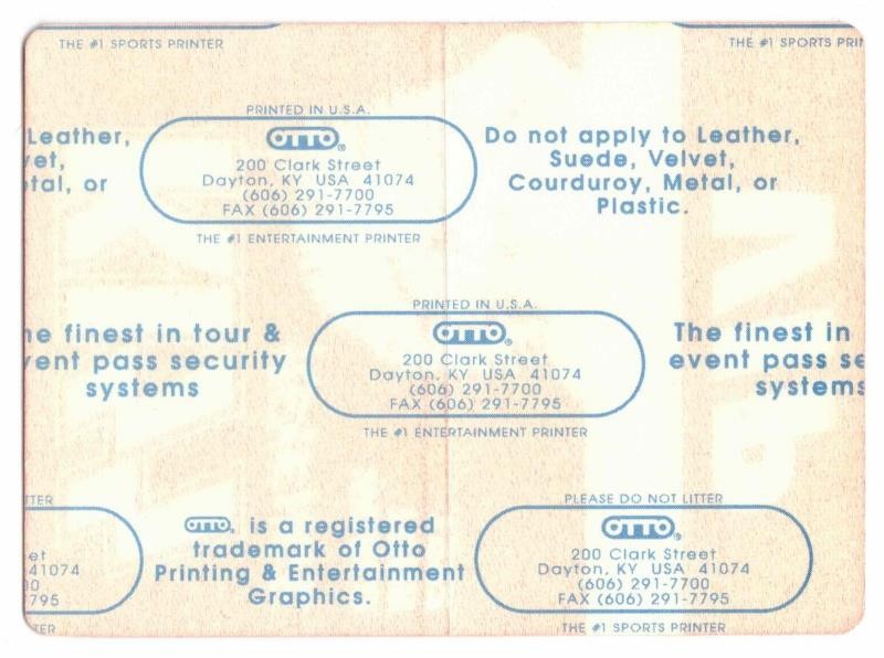 Kiss Revenge World Tour 1992. Red VIP Cloth Backstage Pass. OTTO